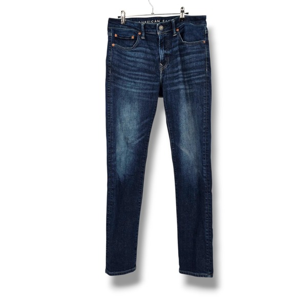 American Eagle Mens Airflex+ Slim Straight Dark Wash Denim Jeans 32x34 - Picture 1 of 12